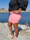 CORAL HIGH RISE JEAN SHORTS