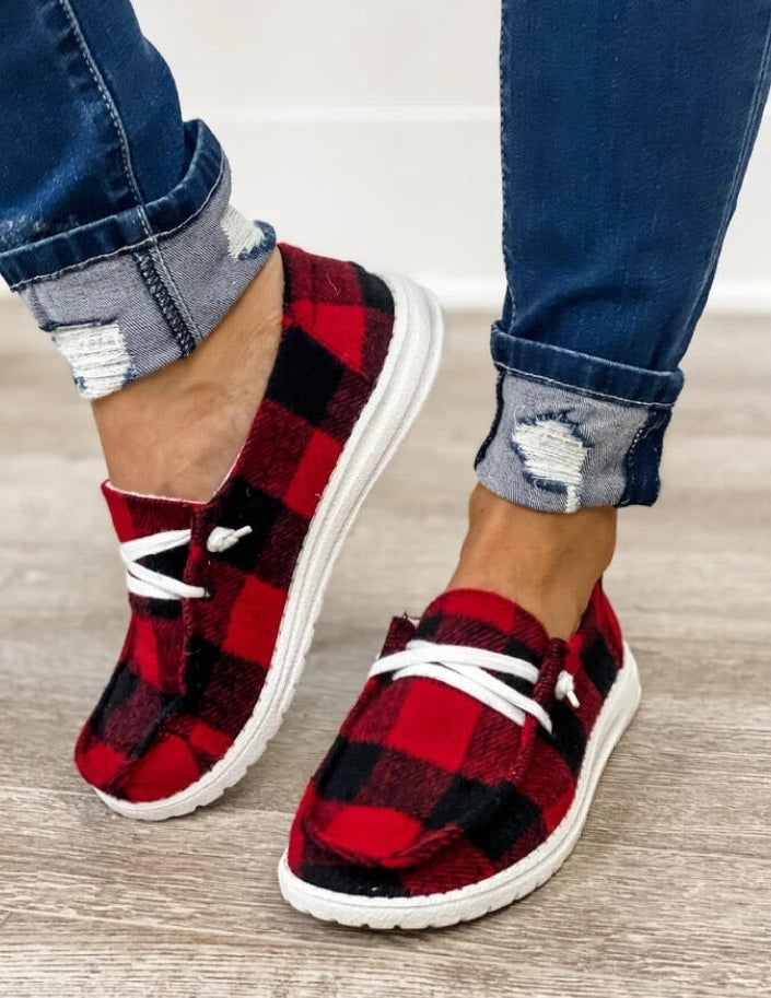 BUFFALO PLAID CANVAS SLIP ON SHOE
