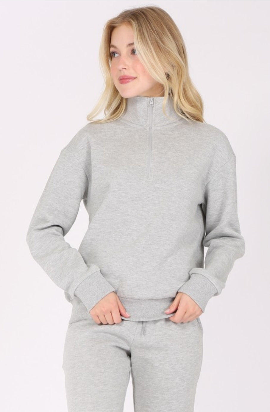 GREY QUARTER-ZIP SWEATSHIRT